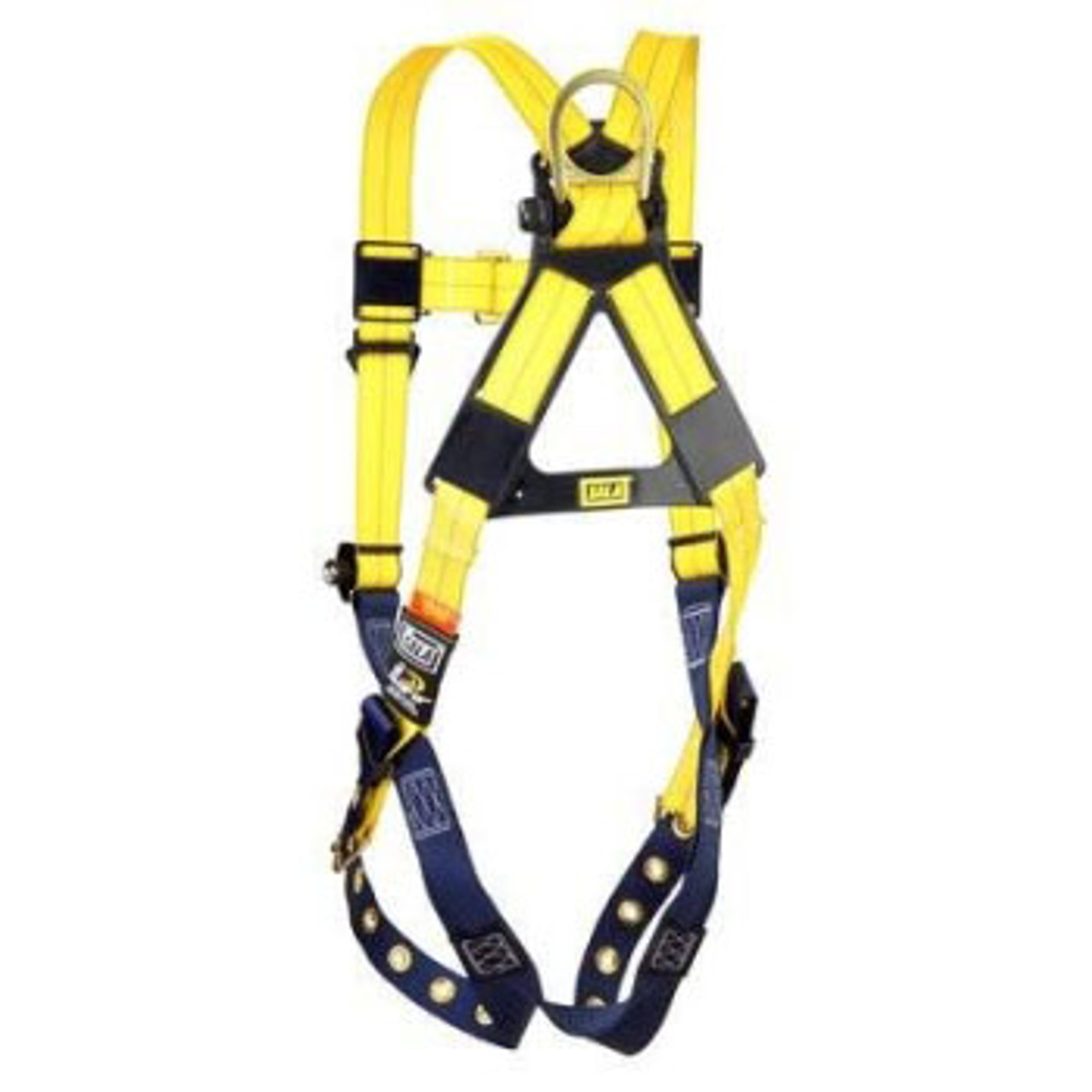 Harness, Alloy Steel Hardware, Blue,  Yellow , Universal, 420 lb, Tongue Leg Strap Buckle, Polyester Strap, Full Body,  Vest