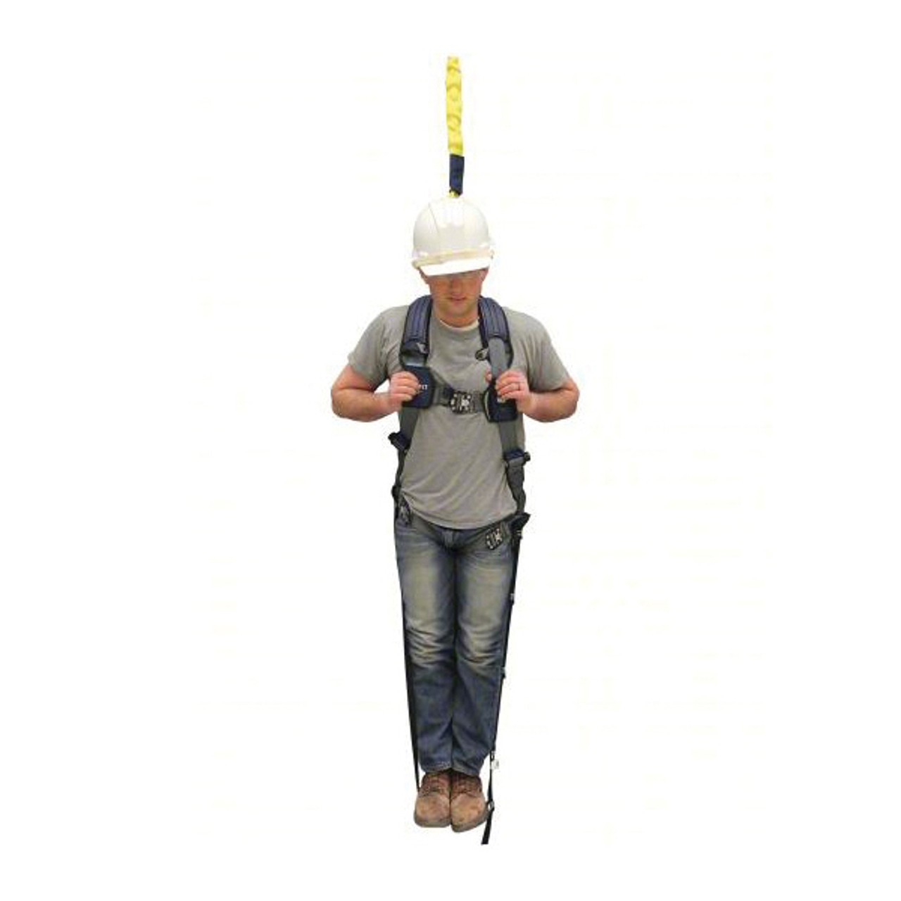 Safety Strap, Suspension, Suitable For Most Harnesses, 310 lb Capacity,  Zipper Fasteners,  Heat Treated Alloy Steel Hook, Black , Nylon