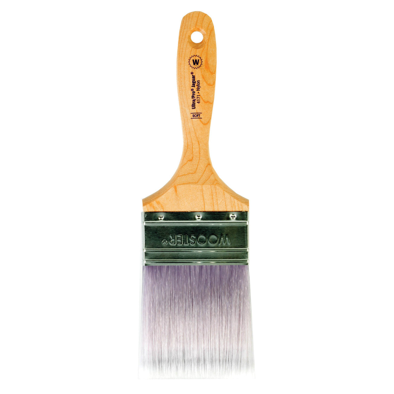 Paint Brush, 3-7/16 in Lg, 3 in Brush, Nylon Brush, 11/16 in Ferrule, Stainless Steel Ferrule, Sealed, Wood Handle