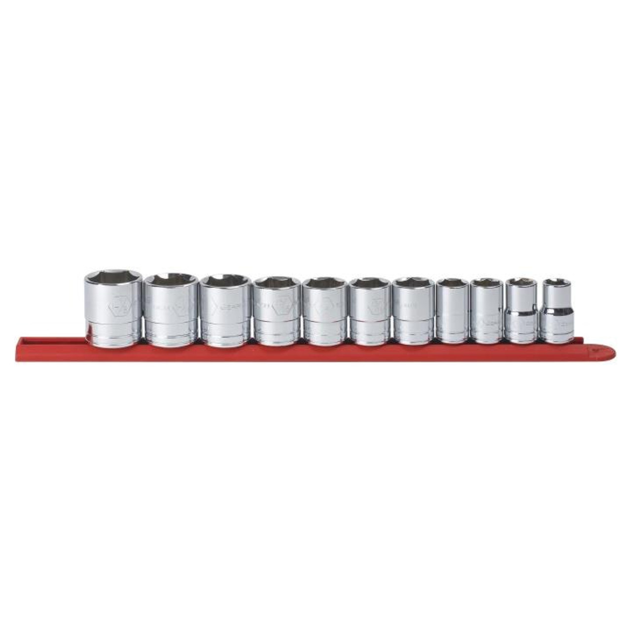 Socket Set, Standard, 6 -Point, 1/2,  9/16,  5/8,  11/16,  3/4,  13/16,  7/8,  15/16,  1,  1-1/16 and 1-1/8 in Socket, 1/2 in Drive, ASME B107.1, Alloy Steel