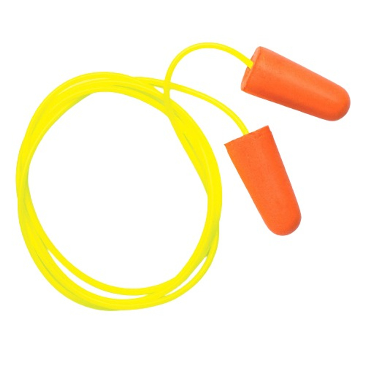 Ear Plug, Safety, Corded, 31 dB, Contoured-T Shape, Universal, Orange Plug, Polyurethane Plug, Hi-Viz Lime Cord, ANSI S3.19-1974, Disposable