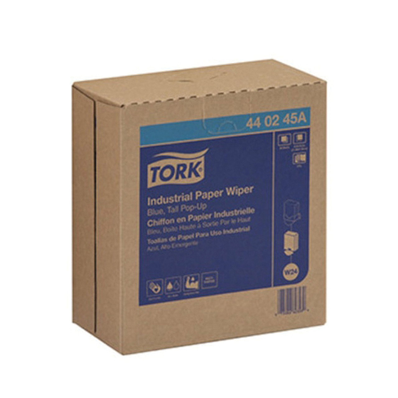 Wiper, Heavy Duty, 8-1/2 in Wd, 16-1/2 in Lg, Blue , Paper, Pop-Up Box, 4 -Ply