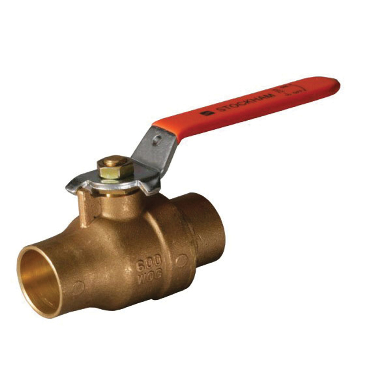 Ball Valve, 2-Piece, Full Port, Cold Water,  Gas and Saturated Steam,  Oil, Locking Lever, Stainless Steel Ball, 3.15 in Lg Inlet to Outlet, PTFE Seal/Packing
