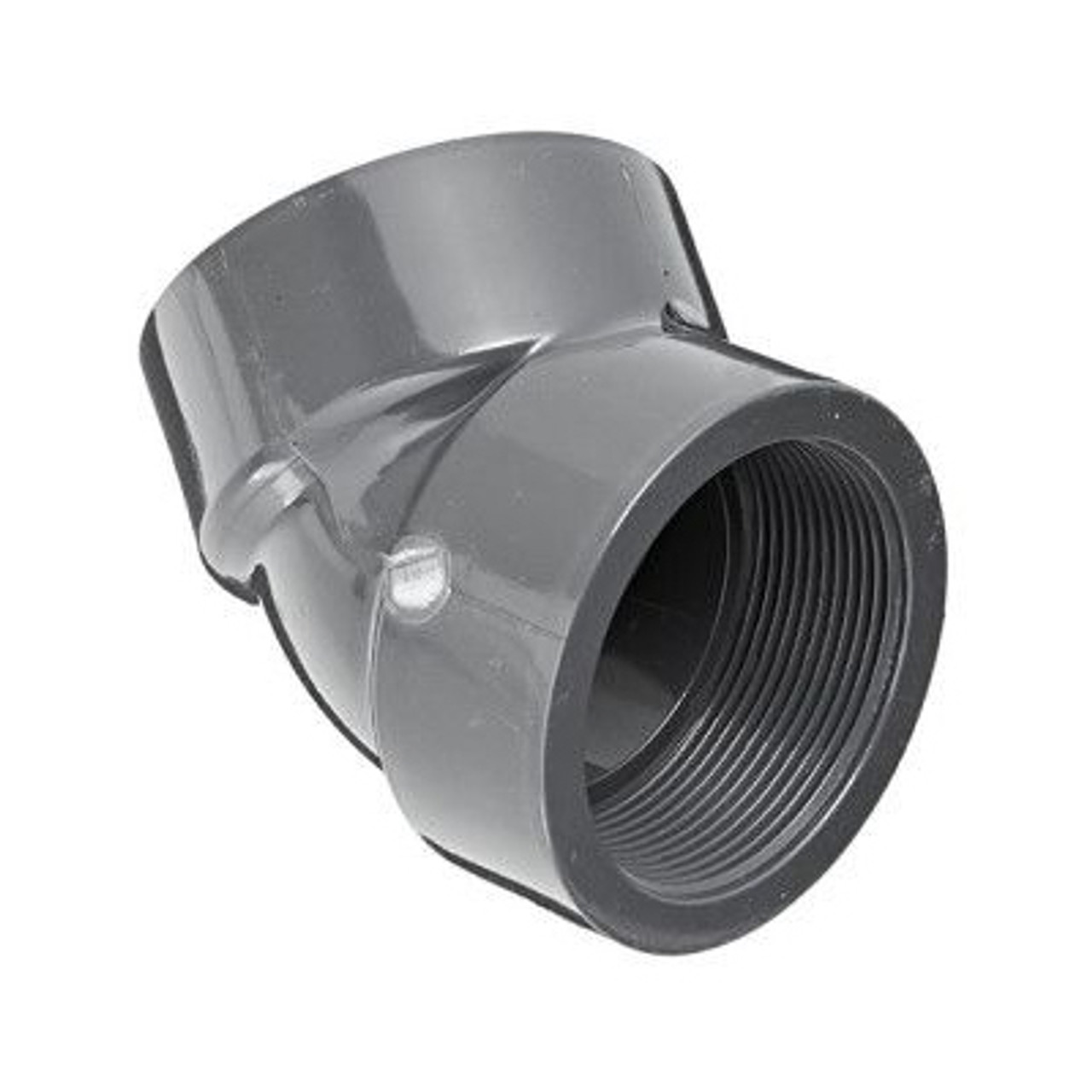 Elbow, 1/2 in, FNPT End, SCH 80, Molded, Chlorinated PVC, 210 deg F, Gray , 45 deg Elbow