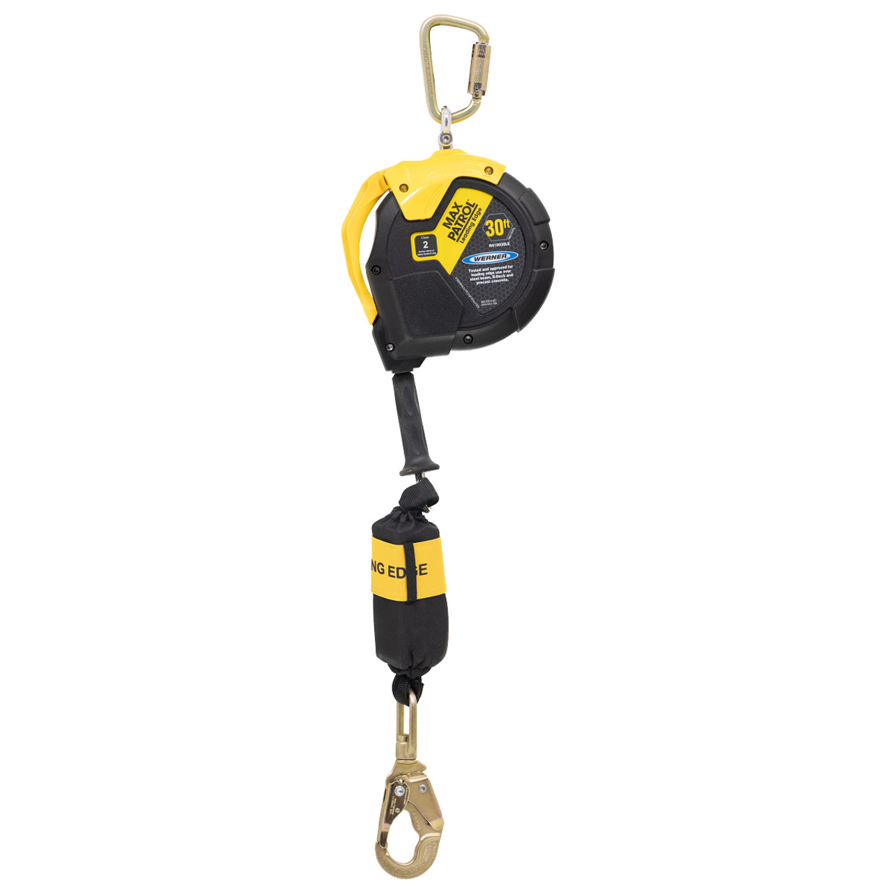 Cable Lifeline, Self-Retracting, ANSI Z359.14-2021 Class 2, 360 in Lg, Galvanized Steel Cable Line, Thermoplastic Housing Hardware, Matte Black Color