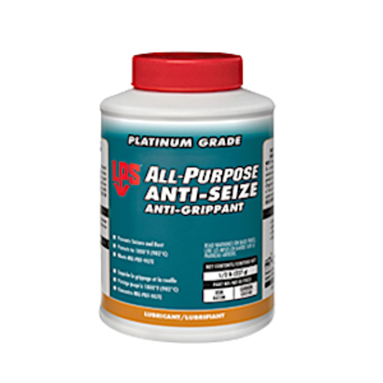 Anti-Seize Lubricant, Can, 1/2 lb Container, 8 oz, Molybdenum Disulfide, Paste, Gray , Hydrocarbon, -65 to 1800 deg F, 1.19 Specific Gravity