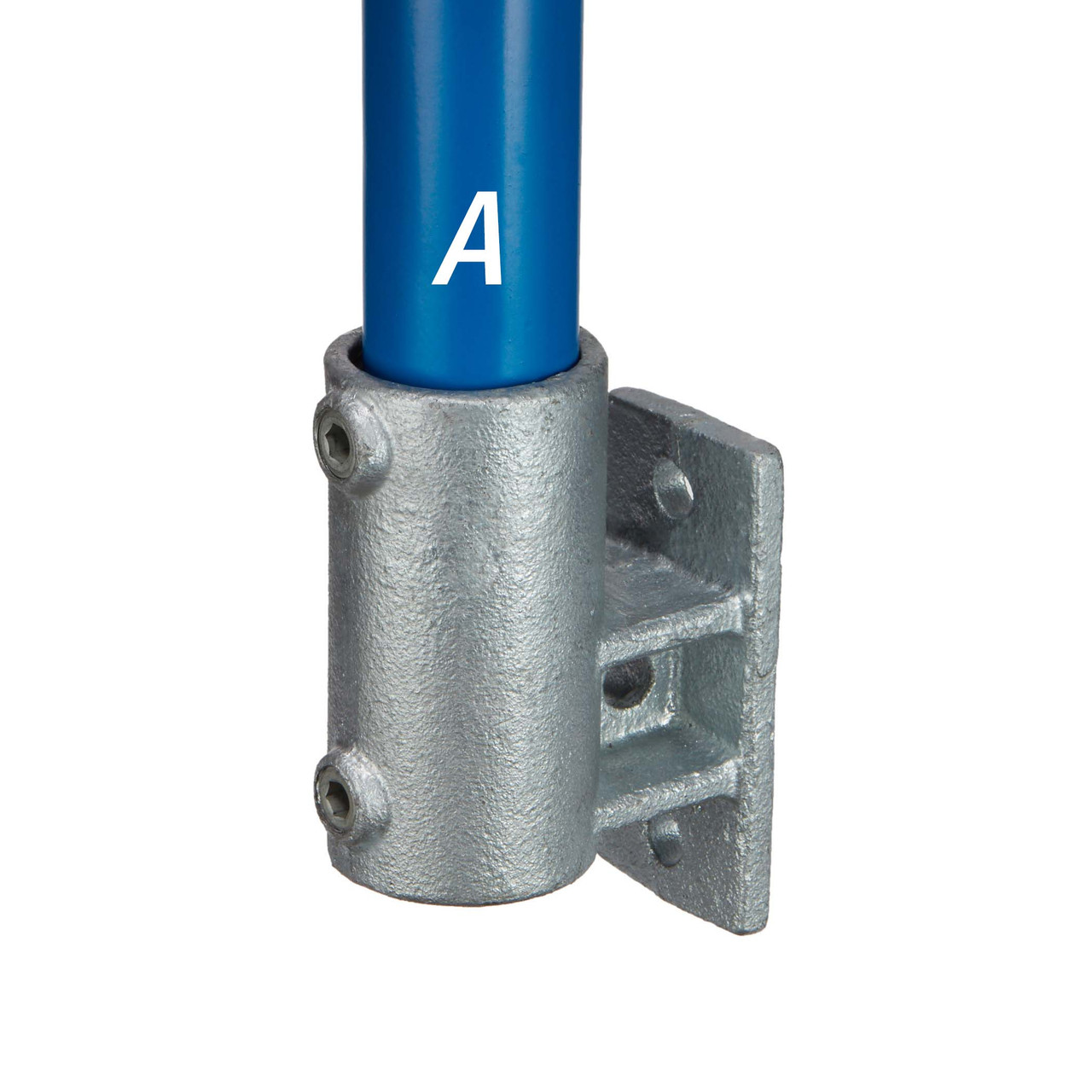 Railing Base, Standard Vertical, 1-1/2 in, 5.74 in Lg, Malleable Iron, Galvanized