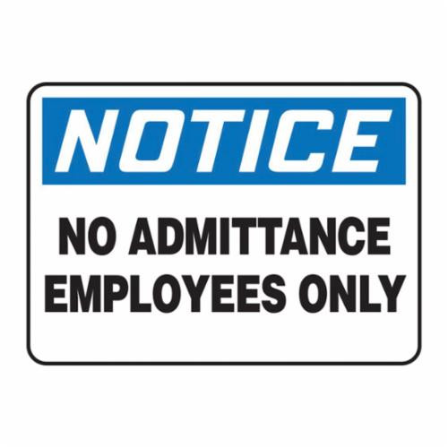 Accuform® MADM808VP Notice Sign, NOTICE, 10 in H x 14 in W, Black on White Sign/White on Blue Header, Plastic, Surface Mount