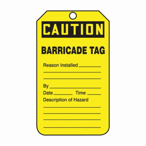 CAUTION BARRICADE TAG