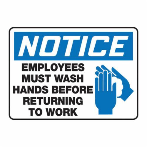 Accuform® MRST811VP Notice Sign, NOTICE, Symbol/Text, Plastic, Fastened Mount, 7 in H x 10 in W, Blue/Black on White, English