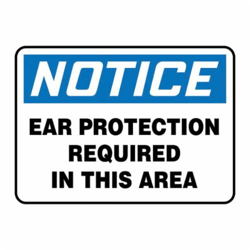 Accuform® MPPE861VP Notice Sign, NOTICE, 7 in H x 10 in W, Black/Blue on white, Plastic