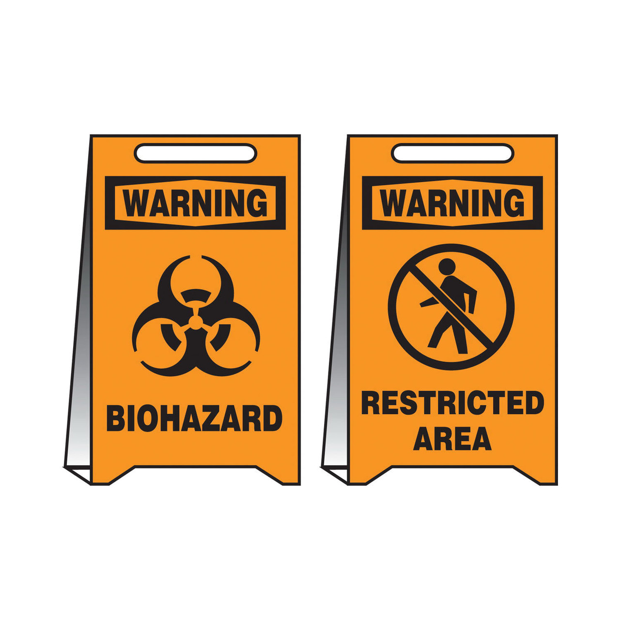 Accuform® PFE442 Fold-Ups® Reversible Floor Sign, WARNING, Symbol/Text, Plastic, 20 in H x 12 in W, English