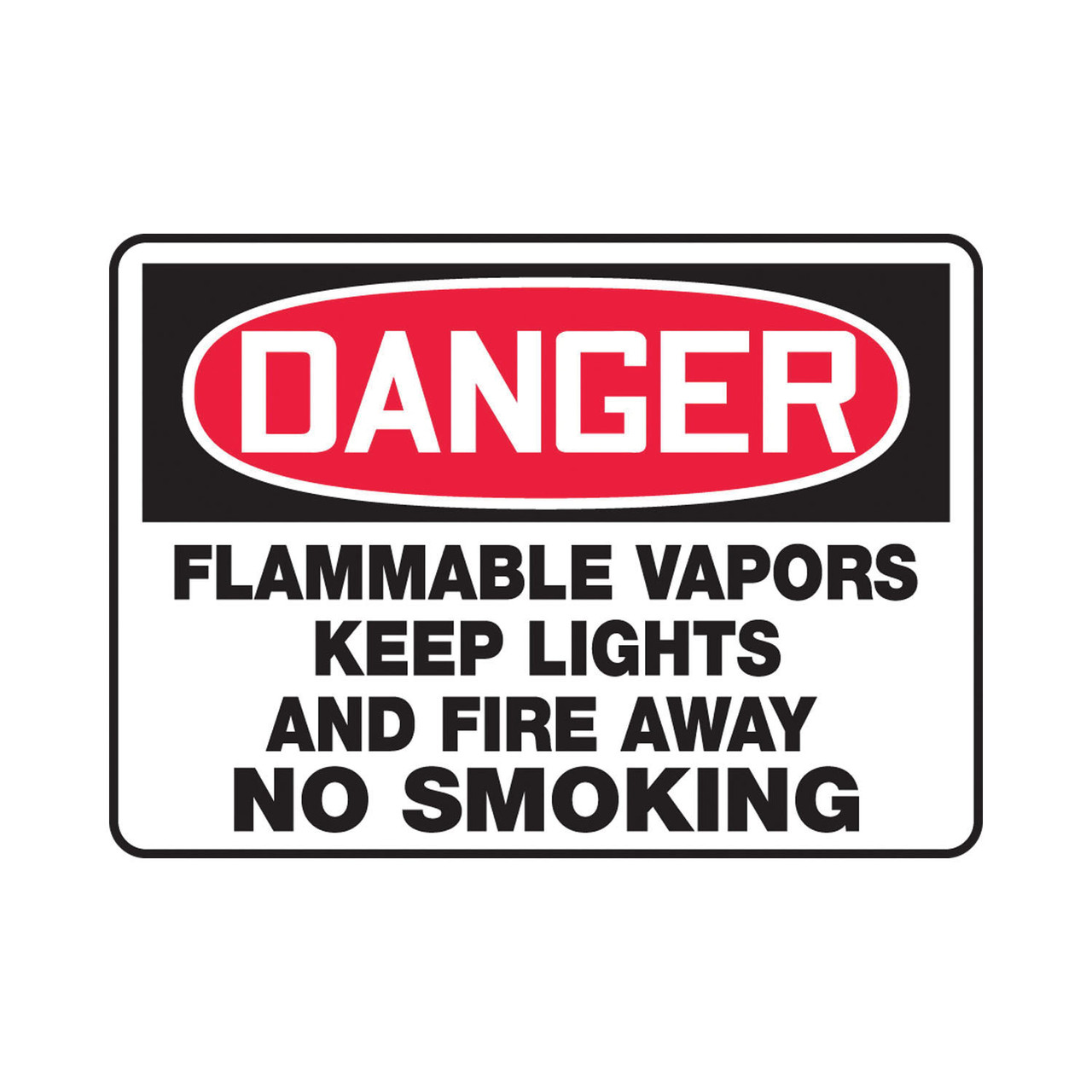 FLAMMABLE VAPORS KEEP LIGHTS AND FIRE AWAY NO SMOKING