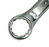 Combination Wrench, Longer Length, Alloy Steel, Satin Chrome Coated, Industrial Heavy Duty, Imperial, 1/2 to 2/3 in
