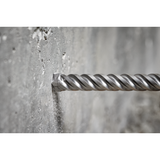 MILWAUKEE Rotary Hammer Drill Bit, 4-Cutter, Hole Drilling, Spiral Flute, 45/64 in Shank, SDS-Max Shank, Bright