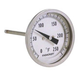 Thermometer, Bi-Metal, 3 in Dial, 1/2 in NPT, Rear Connection, 6 in Lg Stem, Stainless Steel