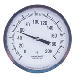 Thermometer, Bi-Metal, 3 in Dial, 1/2 in NPT, Rear Connection, 4 in Lg Stem, Stainless Steel
