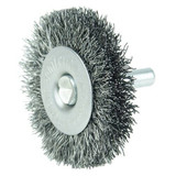 WEILER Radial Wheel Brush, Stem-Mounted, Crimped Filament/Wire, 20000 rpm Max, Unthreaded Stem