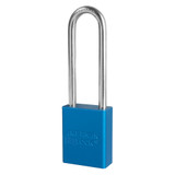 Safety Lockout Padlock, Different Key, Anodized Aluminum Body, 1/4 in Dia Shackle, 3 in Ht Shackle