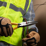 Long Nose Plier, Knurled Jaw, Tool Steel Jaw, 5-5/8 in Lg, Plastic Handle, Yellow, Steel Applicable