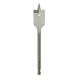 MILWAUKEE Flat Boring Bit, 6 in Lg, 1/4 in Shank, Hex Shank, Right Hand Cut, High Carbon Steel Cut Edge, Silver