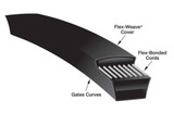 GATES V-Belt, A-Section (longer) Heavy Duty, A Section, 1/2 in Wd Top, 5/16 in Thk, 1 -Rib, -22 to 140 deg F, 1 -Band
