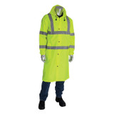 PIP Rainwear Coat, All Purpose,  Waterproof, 150D Polyester Coated Polyurethane, 48 in Lg, 1 High-Visibility