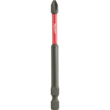 MILWAUKEE SHOCKWAVE Screwdriver Bit, Power Return, #2 Point, Hex Shank, 1/4 in Shank, Alloy Steel, Black Phosphate, Black