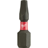 MILWAUKEE SHOCKWAVE Screwdriver Bit, Insert, #2 Point, 1 in Lg, Hex Shank, 1/4 in Shank, Alloy Steel, Black Phosphate, Black