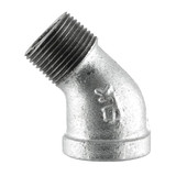 Street Elbow, 45 deg Elbow, NPS End, Class 150, 150 psi, Hot Dipped Galvanized, Malleable Iron, Black Oxide