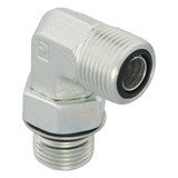 PARKER Hydraulic Elbow, Male O-Ring Face Seal x Male SAE-ORB End, 90 deg, Steel, Chromium 6 Free Plated