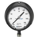 Mechanical Pressure Gauge, Dry, 1/4 in MNPT, 4-1/2 in Dia Dial, +/-1/2%, 0.2 psi, Dial Display, Stem Mount, 15 to 30000 psi