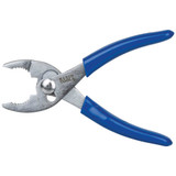 Slip Joint Plier, Serrated Jaw, Knurled Grip, Plastic Dipped Steel Handle, Nickel Plated, Blue