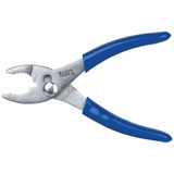 Slip Joint Plier, Serrated Jaw, Knurled Grip, Plastic Dipped Steel Handle, Nickel Plated, Blue