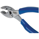 Slip Joint Plier, Serrated Jaw, Knurled Grip, Plastic Dipped Steel Handle, Nickel Plated, Blue