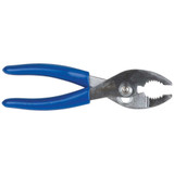 Slip Joint Plier, Serrated Jaw, Knurled Grip, Plastic Dipped Steel Handle, Nickel Plated, Blue