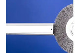 PFERD Wheel Brush, Medium Face, 2 in Arbor Hole, Crimped Filament/Wire, Carbon Steel Fill, Unthreaded Arbor
