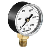 Mechanical Pressure Gauge, Commercial, 1/4 in MNPT, 2-1/2 in Dia Dial, +/-3-2-3%, Dial Display, Panel Mount