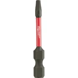 MILWAUKEE SCHOCKWAVE Screwdriver Bit, Power Return, Square Point, 2 in Lg, Hex Shank, 1/4 in Shank, Alloy Steel, Black Phosphate