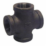 Pipe Cross, -20 to 350 deg F, Cross, FNPT End, Class 150, 150 lb, Hot Dipped Galvanized, Black