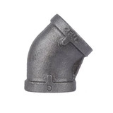 Elbow, 45 deg Elbow, NPS End, Class 150, 150 psi, Hot Dipped Galvanized, Malleable Iron, Black Oxide, Black