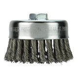 MILWAUKEE ELECTRIC Cup Brush, 4 in Dia Brush, 5/8 in-11 Arbor Hole, Carbon Steel Fill, 7000 rpm Max