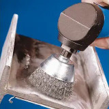 PFERD Cup Brush, Designed for cleaning, derusting and smoothing. Crimped Filament/Wire, Steel Wire Fill, 13000 rpm Max, 1/4 in Dia Shank, Stem Mounted. 