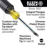 Cabinet Screwdriver, Square Shank, Steel Shank, ASME,  ANSI, No ESD-Safe, Cushion Grip, Rubber Handle, Steel