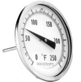 Thermometer, External Adjustable, 5 in Dial, 1/2 in NPT, Rear Connection, 6 in Lg Stem, Stainless Steel