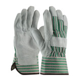 PIP General Purpose Gloves, B-Grade, Leather Palm Glove, Shoulder Split Cowhide Leather Palm, Green, Cotton