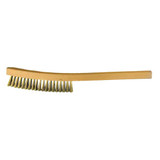 Plater Brush, 5-1/2 in Brush, 7/8 in wd,  13 in lg Block, 1 in Lg Trim, 1 in Trim, Brass Trim, 3 Row, 7-1/2 in Handle, Curved, 13 in Lg