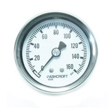 Mechanical Pressure Gauge, Dry, 0 to 100 psi, 1/4 in MNPT, 2 in Dia Dial, +/-3-2-3%, 1/2 psi, Dial Display, -40 to 250 deg F, Panel Mount