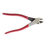 Diagonal Cutting Plier, High Leverage, 7.98 in Lg, Dipped Grip, 4.73 in Lg Handle, Plastic Handle, Black Oxide,  Polished Chrome, Red , 1.019 in, Oval Jaw