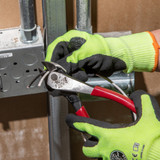 Diagonal Cutting Plier, High Leverage, 7.98 in Lg, Dipped Grip, 4.73 in Lg Handle, Plastic Handle, Black Oxide,  Polished Chrome, Red , 1.019 in, Oval Jaw